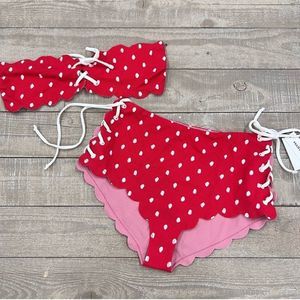 MARYSIA SWIM Bikini Set Palm Springs Top/ Coconut Polka Dot Scalloped Bottoms